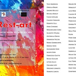 Invito Rest - art; ripartire insieme nel segno dell'arte;Galleria Medina, Roma maggio-giugno 2021