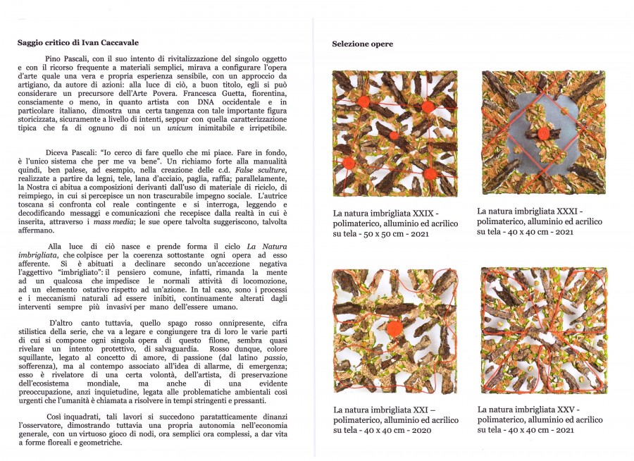 interno brochure Mostra personale La natura imbrigliata , galleria White Cube, Veroli maggio 2022 001